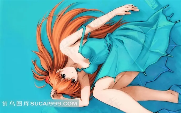 躺着可爱漫画美少女插画