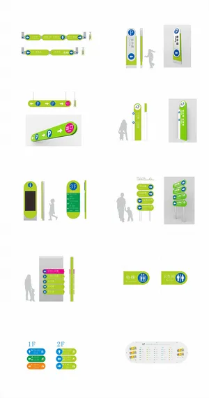 清新绿色妇幼医疗医院导视牌设计