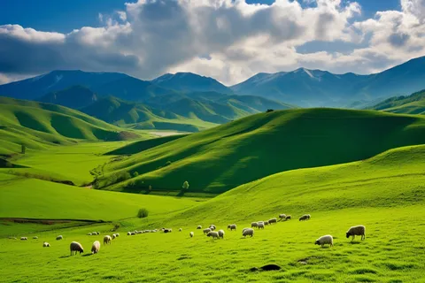 高原草原放羊草甸摄影图