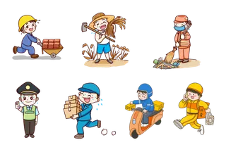 五一劳动节劳动者群像设计元素