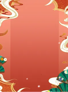 中国风国潮风山水祥云插画图案首页装修海报背景PSD设计模板素材