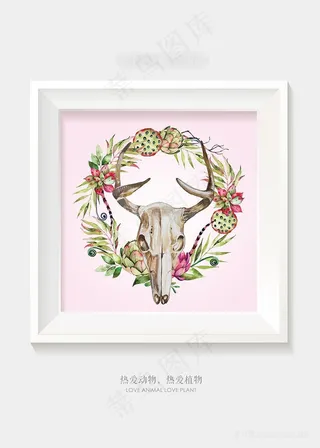 水彩莲藕羊角插画