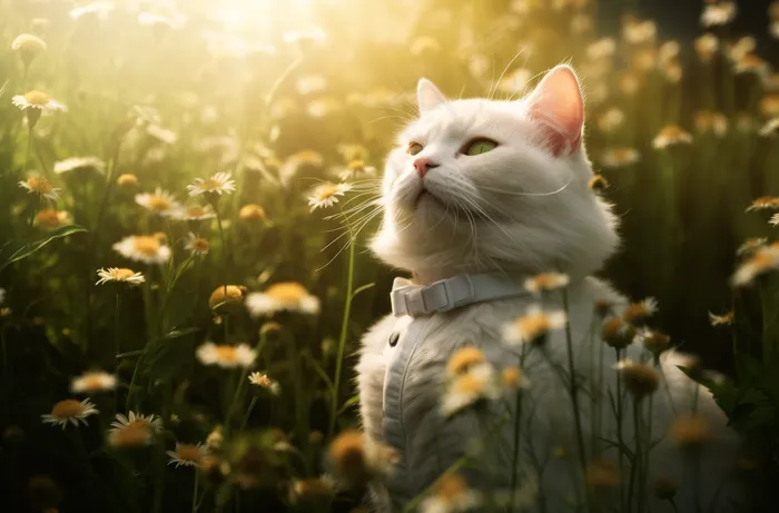 猫咪花丛可爱宠物猫摄影图(4080x2688)