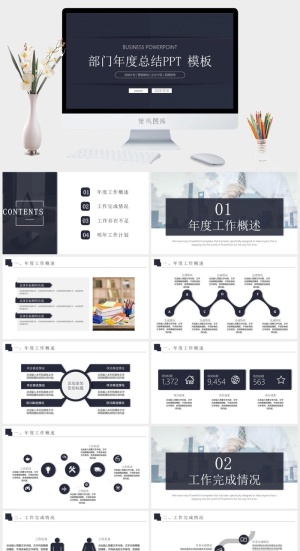 企事业单位部门年度工作总结PPT模板预览图