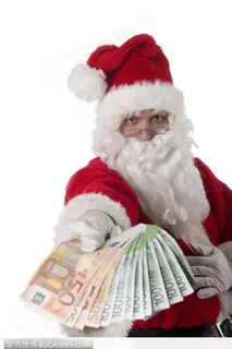 拿个钱币的圣诞老人