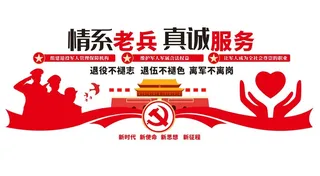 矢量退役军人服务站党建文化墙