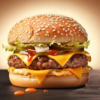 美味汉堡包美食摄影图