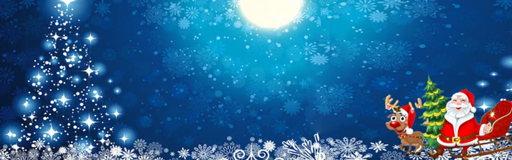 圣诞节驯鹿圣诞节老人蓝色背景