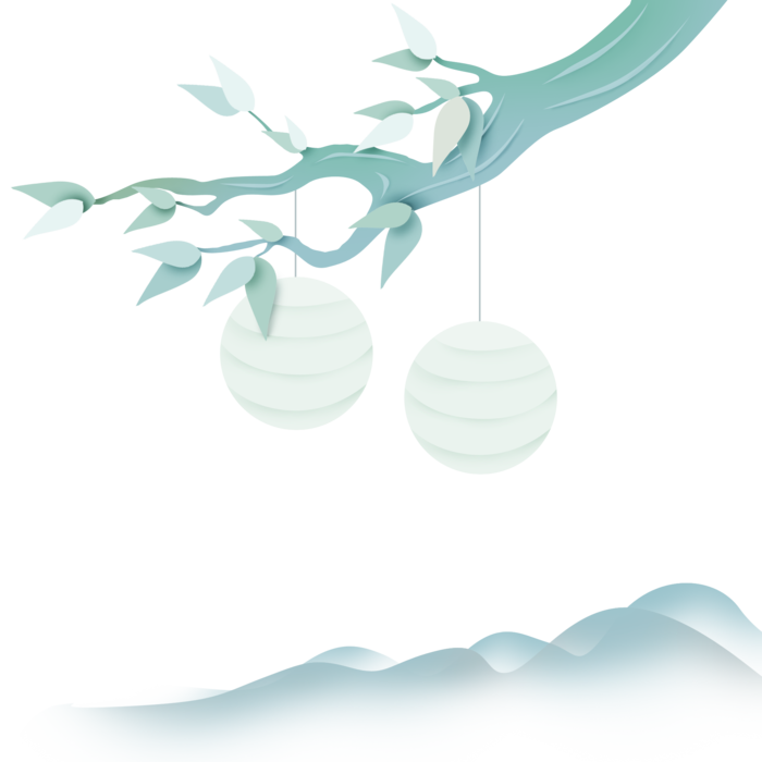 清明元素古风中式清明节山水画中国风绿色