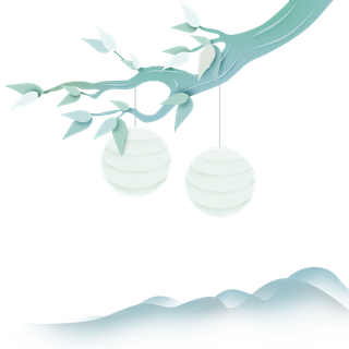 清明元素古风中式清明节山水画中国风绿色