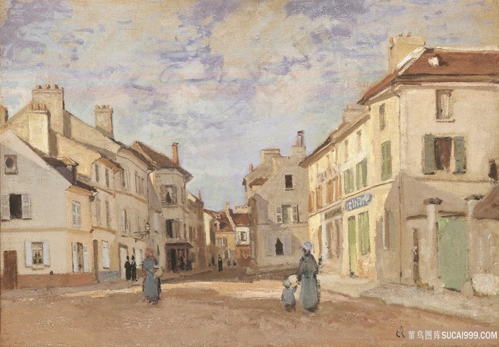 老袜子街欧美建筑风景画油画