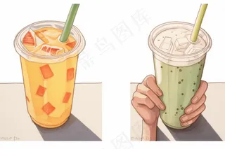 a couple of drinks sitting next to each other, a color pencil sketch by Kinichiro Ishikawa, tumblr, shin hanga, cold drinks, colored milk tea, drinks 