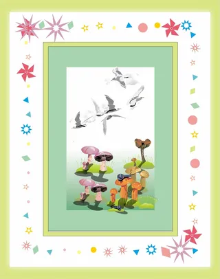 绿色简约风卡通相框矢量图素材