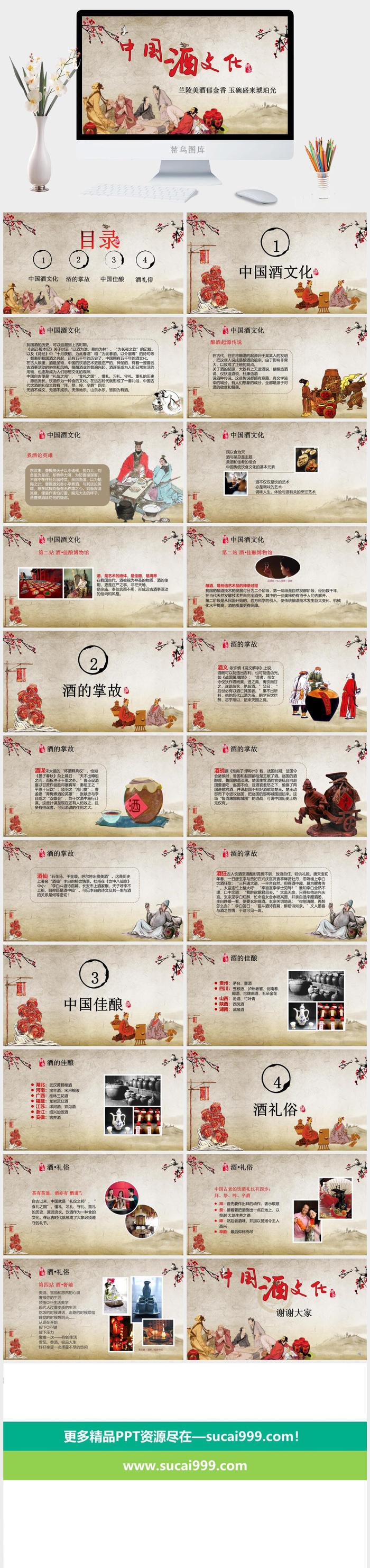 中国白酒文化知识美酒工艺PPT模板