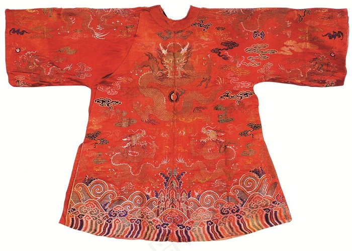 古代皇帝红色睡衣刺绣图案图片