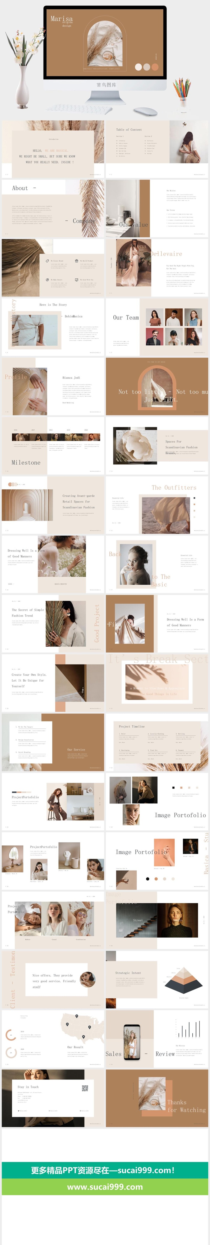 莫兰迪色系极简PPT模板