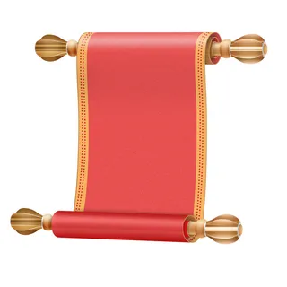 复古中国风卷轴元素手绘画轴文本标题框PSDAI素材模板png免扣图