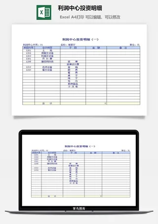 利润中心投资明细excel模板