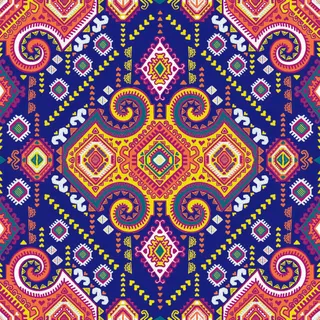 少数民族藏族特色花纹波西米亚风纹理背景图案设计AI矢量图片素材