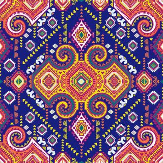 少数民族藏族特色花纹波西米亚风纹理背景图案设计AI矢量图片素材