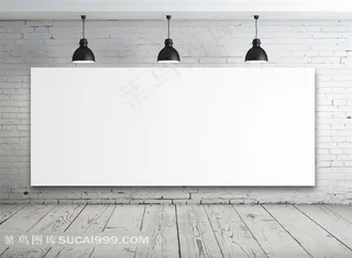 室内墙上的空白公告牌创意摄影高清图片