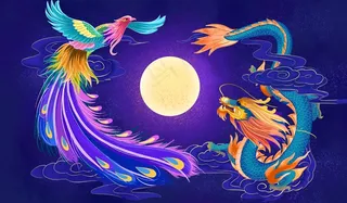 国潮烫金中国风仙鹤装饰画海报