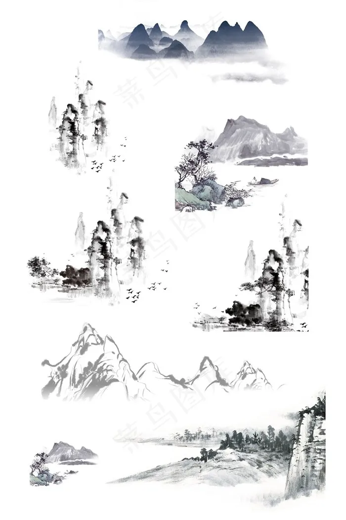 远山水墨画素材