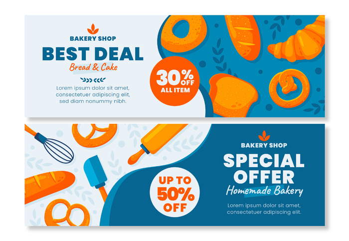 手绘面包店销售横幅