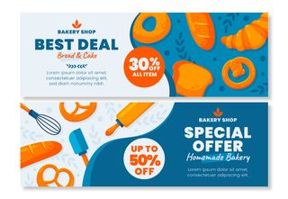 手绘面包店销售横幅