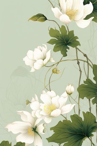 简洁淡雅荷花绿色清新背景