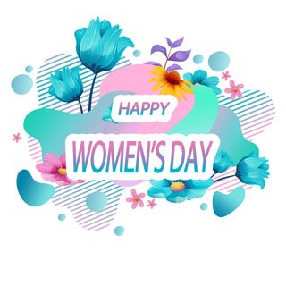 手绘妇女节水彩蓝色花卉挂画