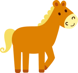 橘色马匹卡通素材现代农业