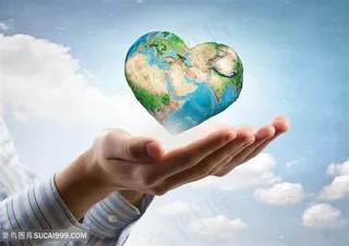 手握爱心地球生态环保图片