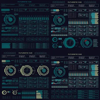 科幻未来科技操作仪表盘HUD元素图游戏UI图标界面边框矢量AI素材