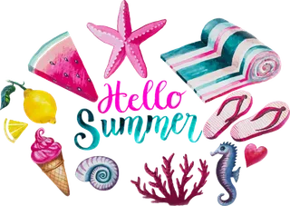 水彩 夏天 沐浴鞋 拖鞋 冰淇淋 海洋动物 