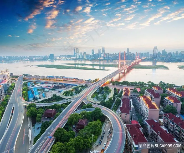 城市跨江大桥风景图片