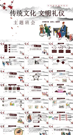 文明礼仪礼貌美德PPT模板ppt模版预览图