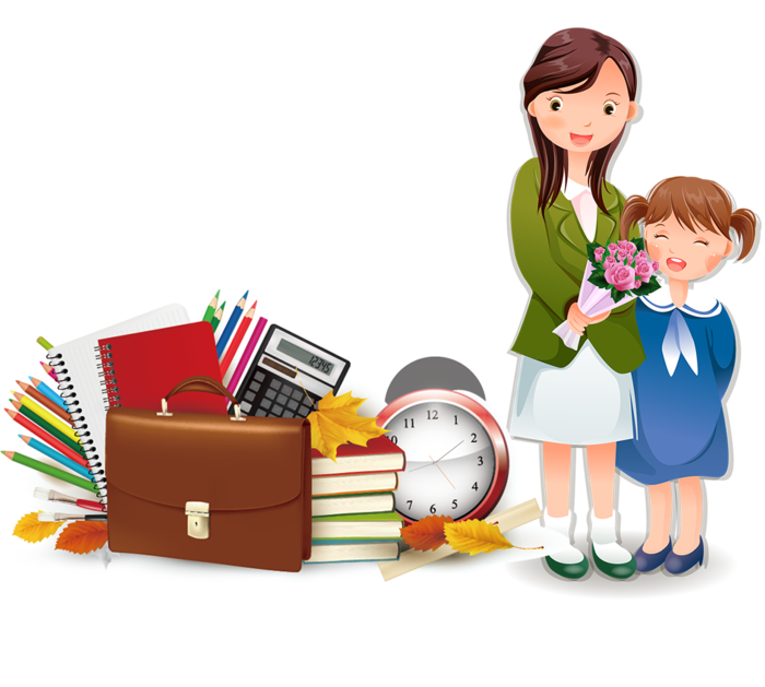 女老师孩子卡通书本学习少儿兴趣班