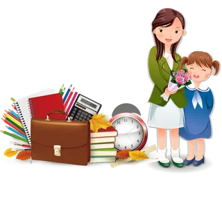 女老师孩子卡通书本学习少儿兴趣班