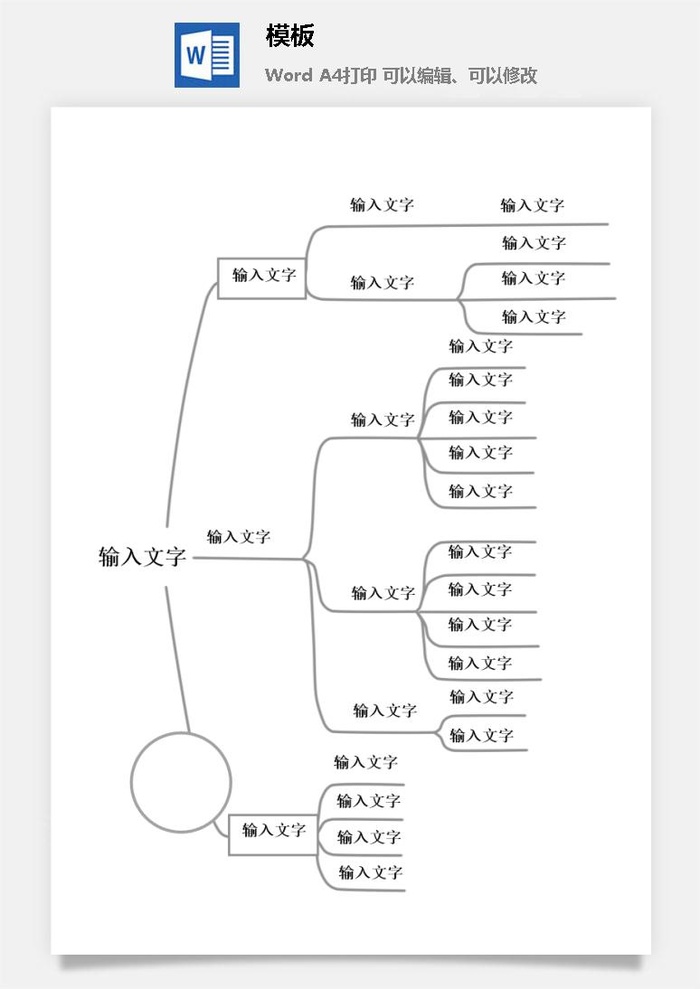 鱼骨大脑树状思维导图ppt模板工作学习项目培训流程逻辑word格式