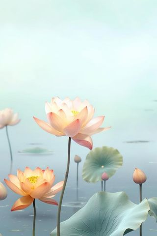 简约雾面荷花池塘背景