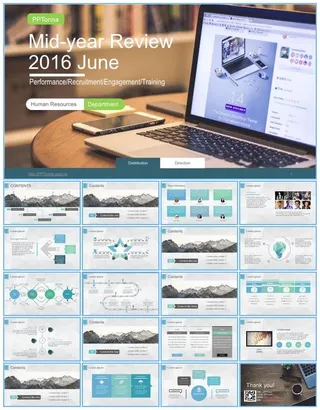 大气扁平商务风2016年中工作总结回顾报告ppt模板