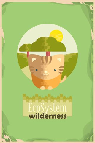 自然风景动物植物扁平矢量插画