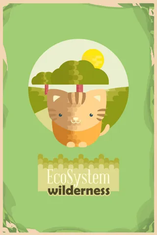 自然风景动物植物扁平矢量插画