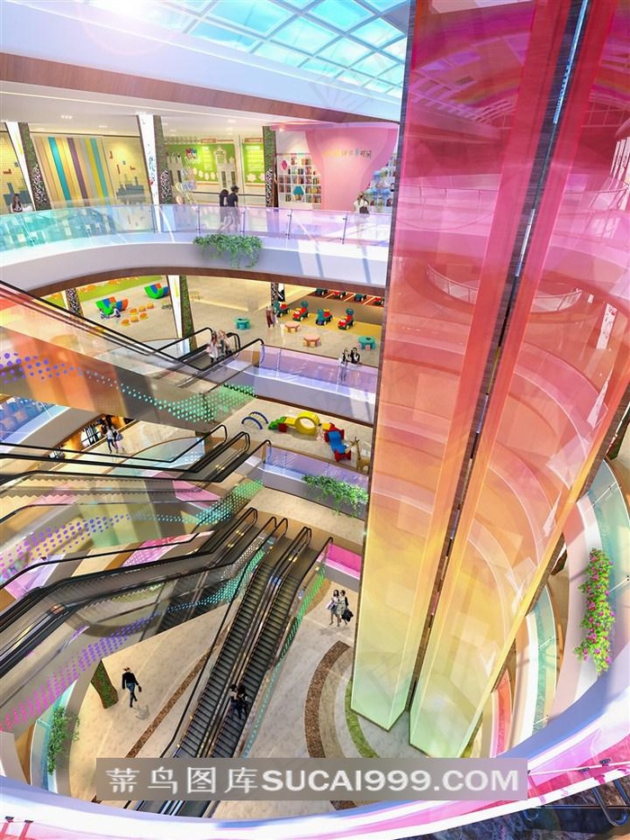 商业空间装修设计效果图：哈尔滨彩虹城中庭效果图五