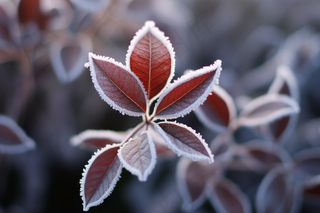 叶子上挂满了白霜摄影图