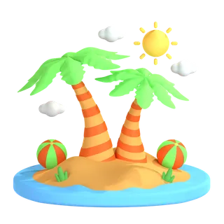 岛卡通自然图标3Dpng素材