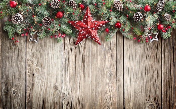 木板与圣诞装饰高清图