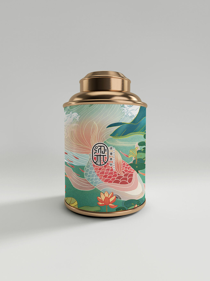国风高档茶叶包装盒袋罐瓶LOGO标贴展示VI智能贴图样机PSD素材psd模版下载
