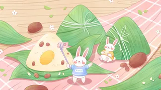 国潮风中国传统节日端午节赛龙舟粽子场景插画海报PSD设计素材